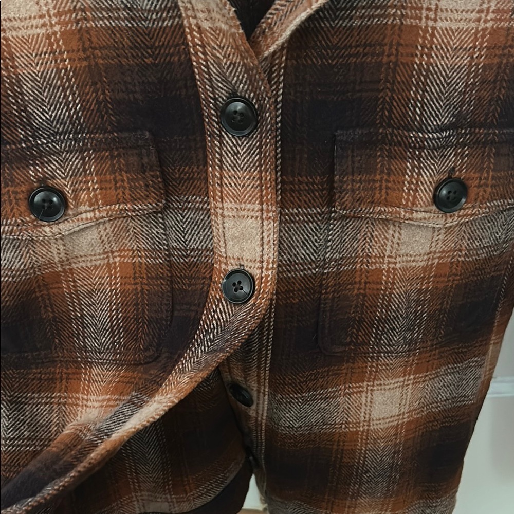 Flannel Crop Shirt-Jacket in Plaid - Picture 7 of 10